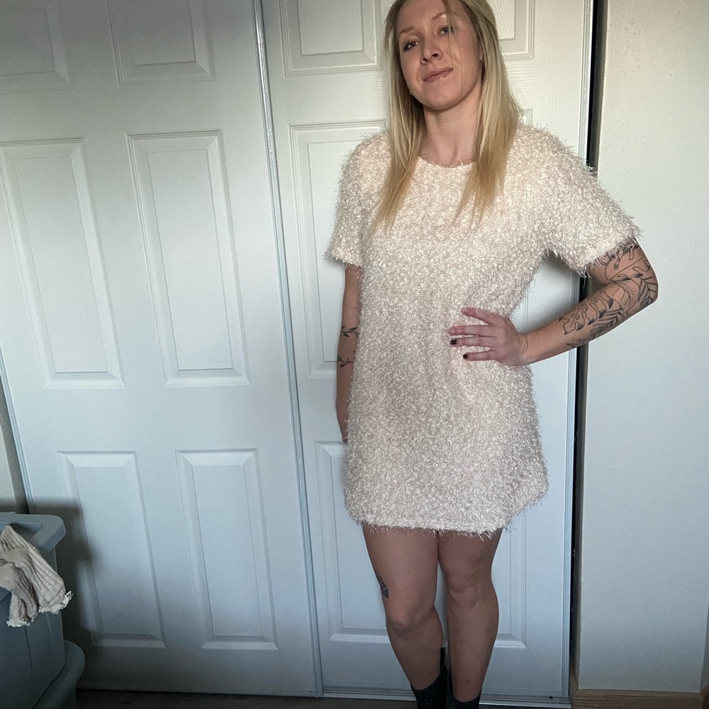 Tinsel fuzzy mini dress